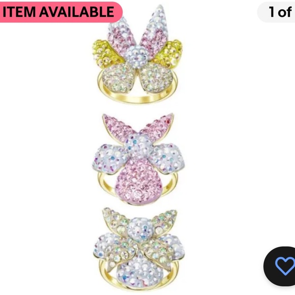 3 Swarovski Light Orchid Butterfly Rings | Swan Signed | New | Rare/Retired - Picture 10 of 14